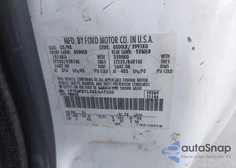 1999 Ford F-250 Lariat/Xl/Xlt z USA, uszkodzony, nr VIN 1FTNF21L4XEA47330